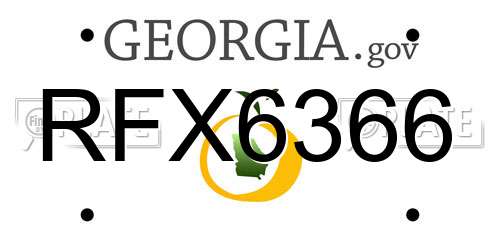 RFX6366 Georgia License Plate