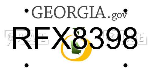 RFX8398 Georgia License Plate