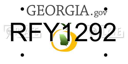 RFY1292 Georgia License Plate