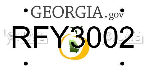 RFY3002 Georgia License Plate