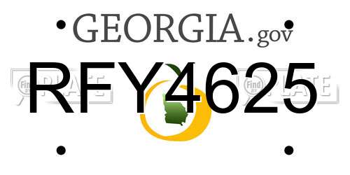 RFY4625 Georgia License Plate