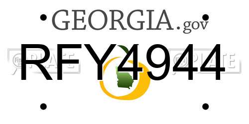 RFY4944 Georgia License Plate