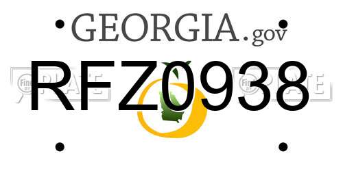 RFZ0938 Georgia License Plate