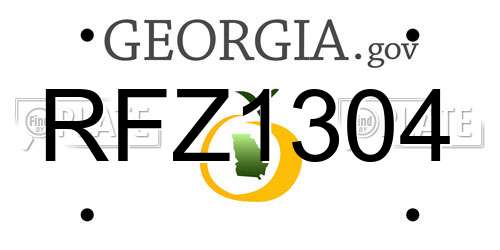 RFZ1304 Georgia License Plate