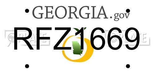 RFZ1669 Georgia License Plate