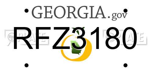 RFZ3180 Georgia License Plate
