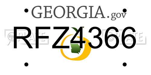 RFZ4366 Georgia License Plate