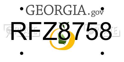 RFZ8758 Georgia License Plate