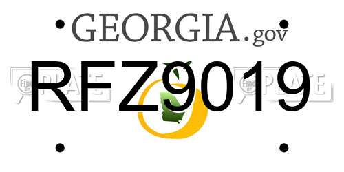 RFZ9019 Georgia License Plate