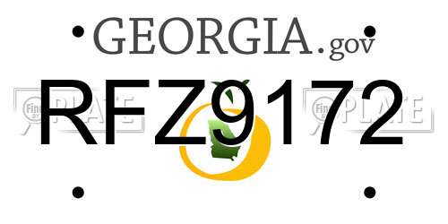 RFZ9172 Georgia License Plate