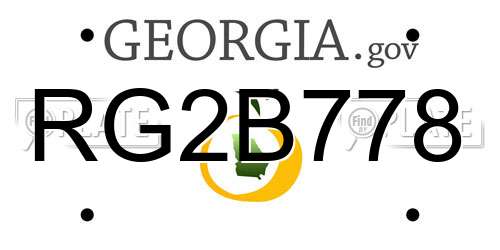 RG2B778 Georgia License Plate