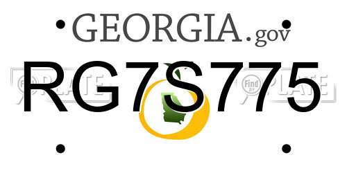 RG7S775 Georgia License Plate