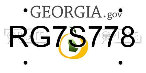 RG7S778 Georgia License Plate