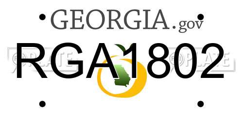 RGA1802 Georgia License Plate