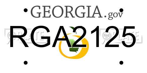 RGA2125 Georgia License Plate