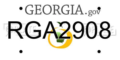 RGA2908 Georgia License Plate