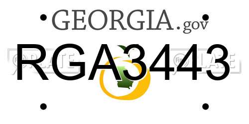 RGA3443 Georgia License Plate
