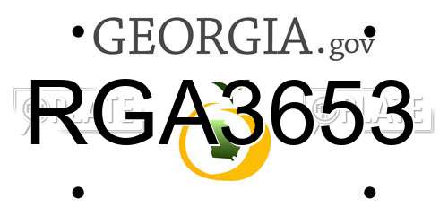 RGA3653 Georgia License Plate
