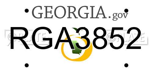 RGA3852 Georgia License Plate