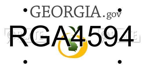 RGA4594 Georgia License Plate