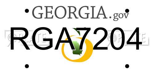 RGA7204 Georgia License Plate