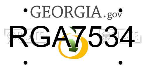RGA7534 Georgia License Plate