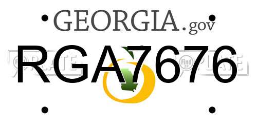 RGA7676 Georgia License Plate