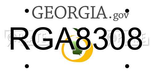 RGA8308 Georgia License Plate