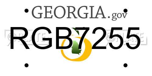 RGB7255 Georgia License Plate