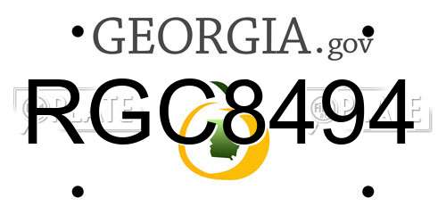 RGC8494 Georgia License Plate