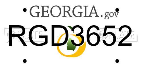 RGD3652 Georgia License Plate