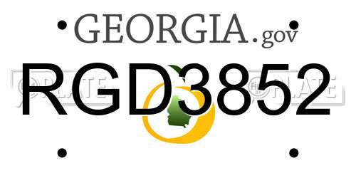 RGD3852 Georgia License Plate