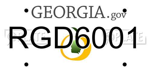 RGD6001 Georgia License Plate