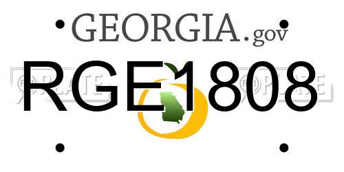 RGE1808 Georgia License Plate