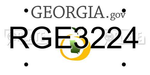 RGE3224 Georgia License Plate