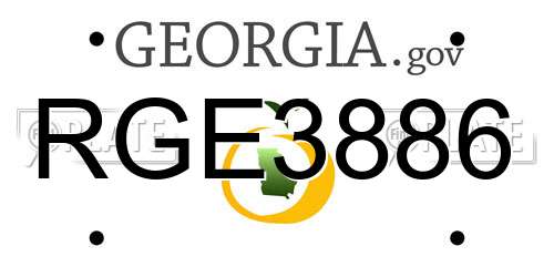 RGE3886 Georgia License Plate