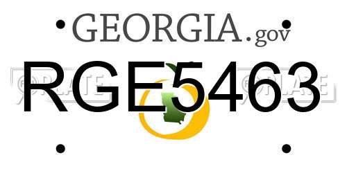 RGE5463 Georgia License Plate