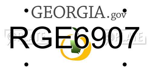 RGE6907 Georgia License Plate