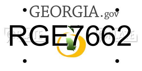 RGE7662 Georgia License Plate