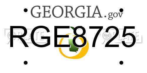 RGE8725 Georgia License Plate