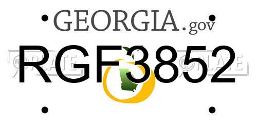 RGF3852 Georgia License Plate