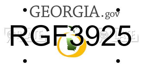 RGF3925 Georgia License Plate