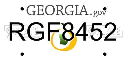 RGF8452 Georgia License Plate