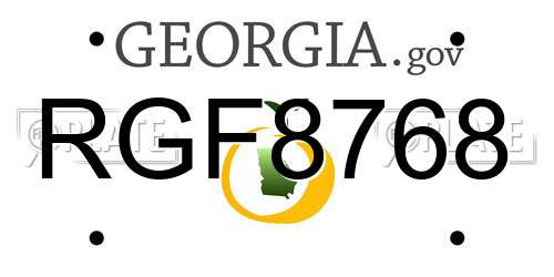 RGF8768 Georgia License Plate
