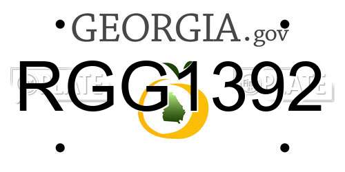 RGG1392 Georgia License Plate
