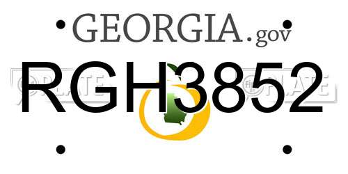 RGH3852 Georgia License Plate