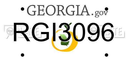 RGI3096 Georgia License Plate