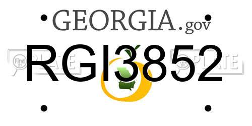 RGI3852 Georgia License Plate