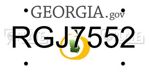 RGJ7552 Georgia License Plate