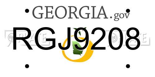 RGJ9208 Georgia License Plate